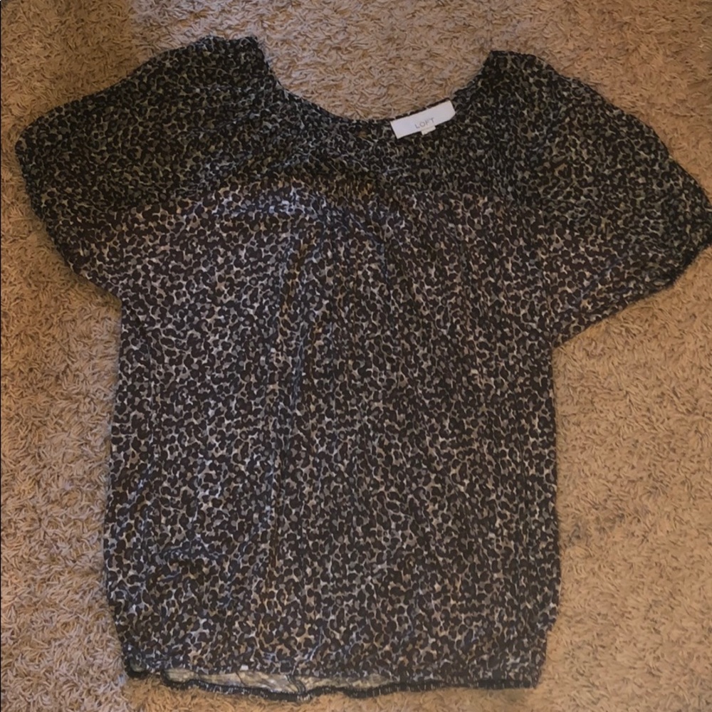 Loft brown animal print blouse, size small